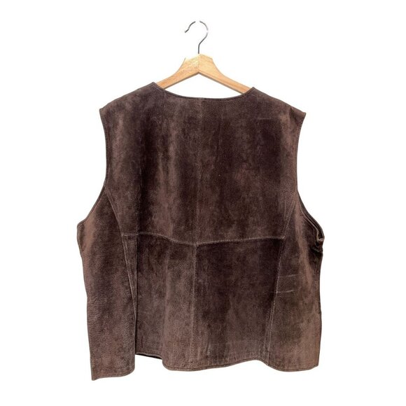 NWT Outbrook Brown Leather Soft Lining Polyester Button-Up Vest Women's Size 4XL - Picture 2 of 6